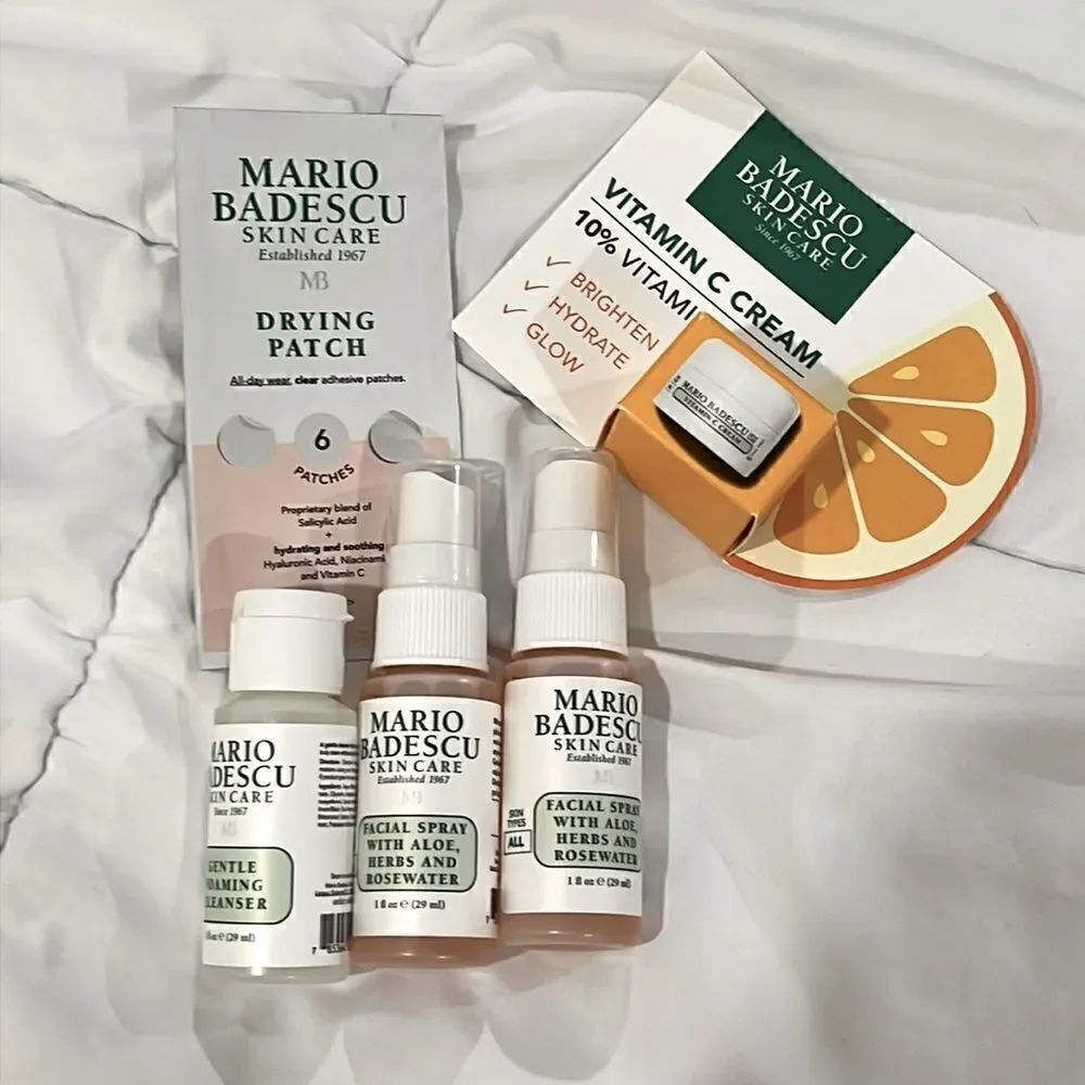 Mario Badescu skin care, bundle: cleanser, rosewater, vitamin C, drying patches